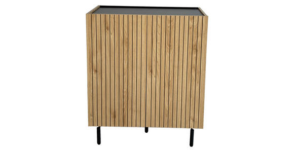 HIGHBOARD LINO in 80/95/40 cm - Eichefarben/Schwarz, Design, Holzwerkstoff/Metall (80/95/40cm) - Xora