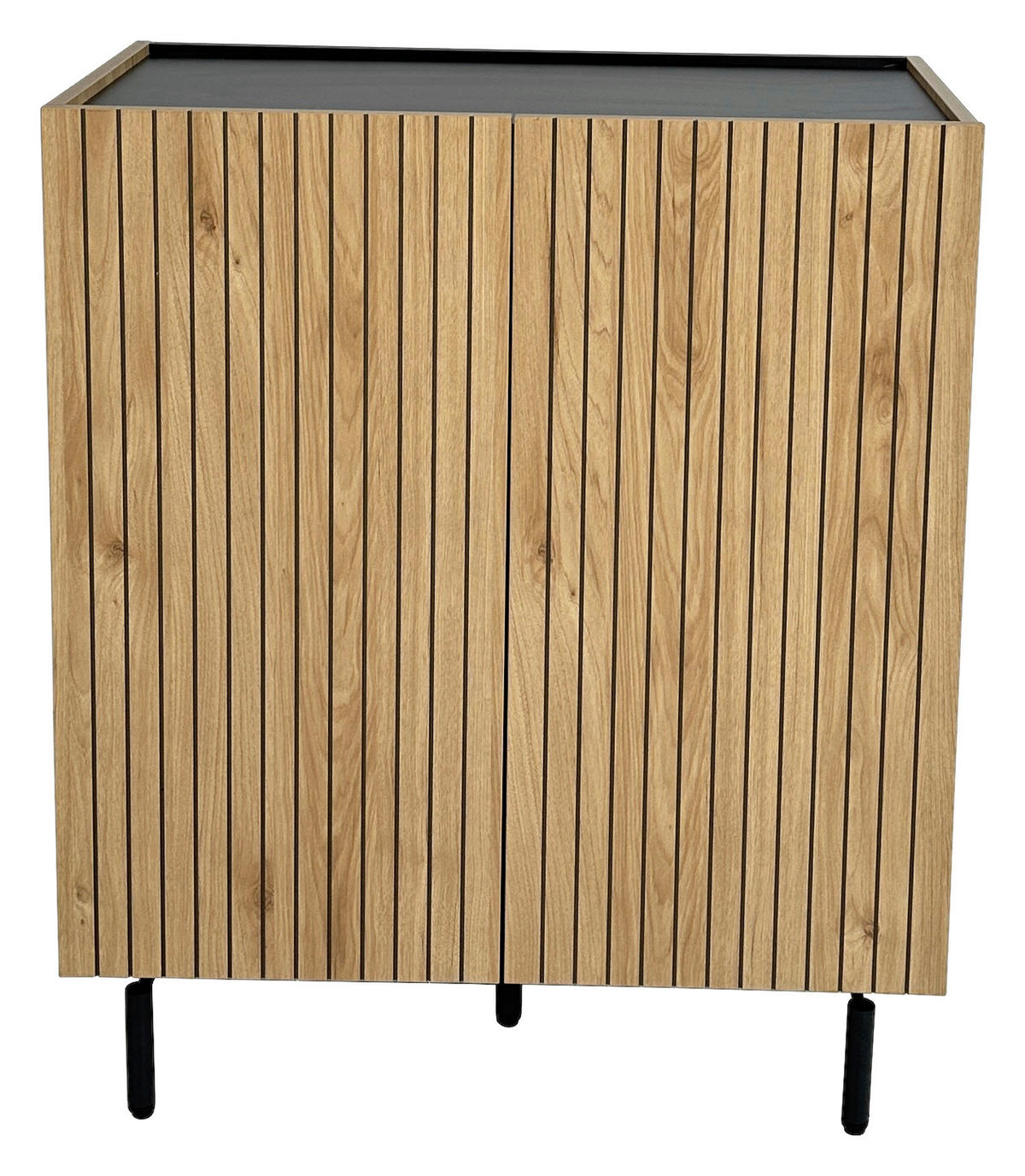 HIGHBOARD LINO  in 80/95/40 cm  - Eichefarben/Schwarz, Design, Holzwerkstoff/Metall (80/95/40cm) - Xora