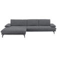ECKSOFA  in Velours Silberfarben  180/310 cm  - Silberfarben/Schwarz, Design, Textil/Metall (180/310cm) - Dieter Knoll