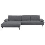 ECKSOFA  in Velours Silberfarben  180/310 cm  - Silberfarben/Schwarz, Design, Textil/Metall (180/310cm) - Dieter Knoll