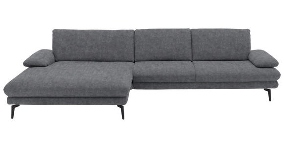 ECKSOFA  in Velours Silberfarben  180/310 cm  - Silberfarben/Schwarz, Design, Textil/Metall (180/310cm) - Dieter Knoll
