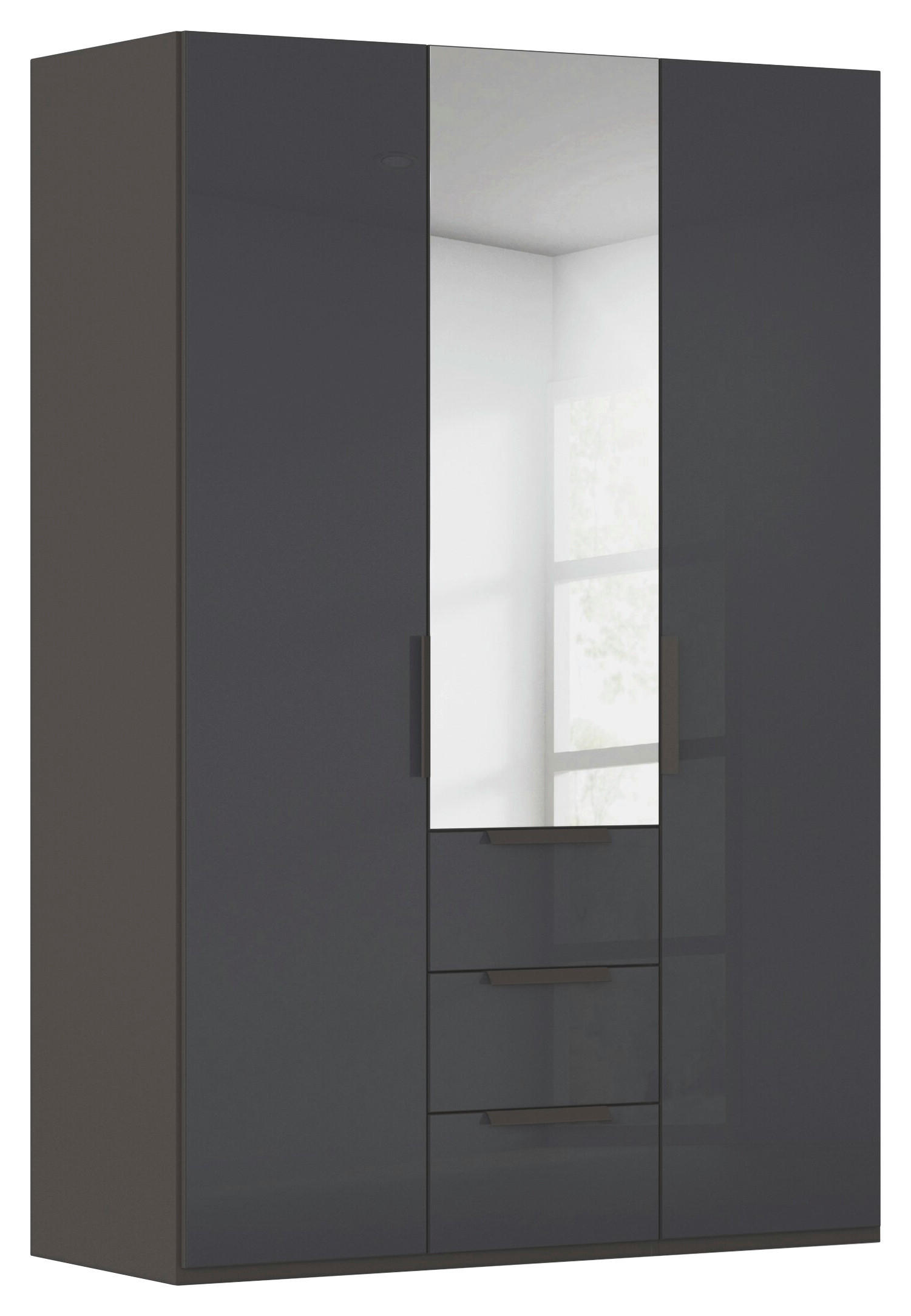DREHTÜRENSCHRANK 151/223/61 cm,  in Graphitfarben, 3-türig  - Graphitfarben, Basics, Glas/Holzwerkstoff (151/223/61cm) - Novel