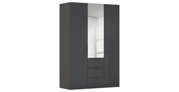 DREHTÜRENSCHRANK 151/235/61 cm,  in Graphitfarben, 3-türig  - Graphitfarben, Basics, Glas/Holzwerkstoff (151/235/61cm) - Novel