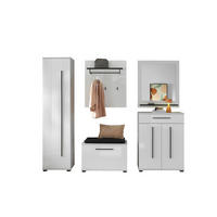 GARDEROBE 6-teilig  in 230/201/39 cm  - Weiß Hochglanz/Weiß, MODERN, Holzwerkstoff (230/201/39cm) - MID.YOU