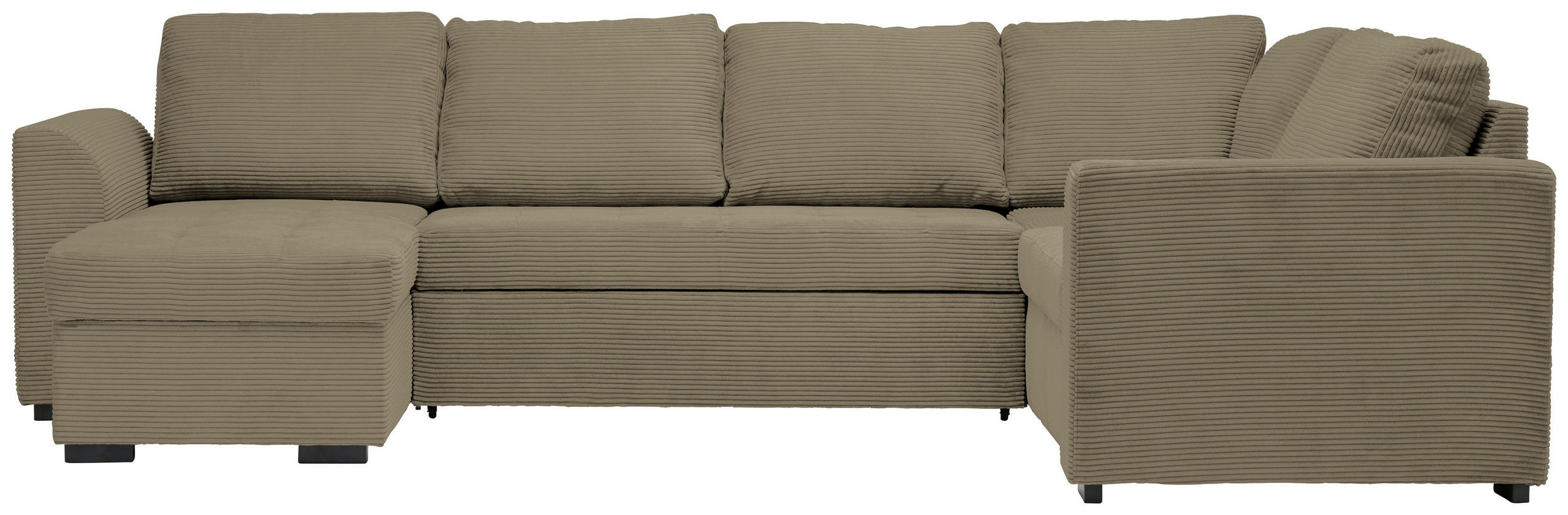 WOHNLANDSCHAFT in Velours, Cord Olivgrün  - Schwarz/Olivgrün, Design, Kunststoff/Textil (160/311/205cm) - Xora