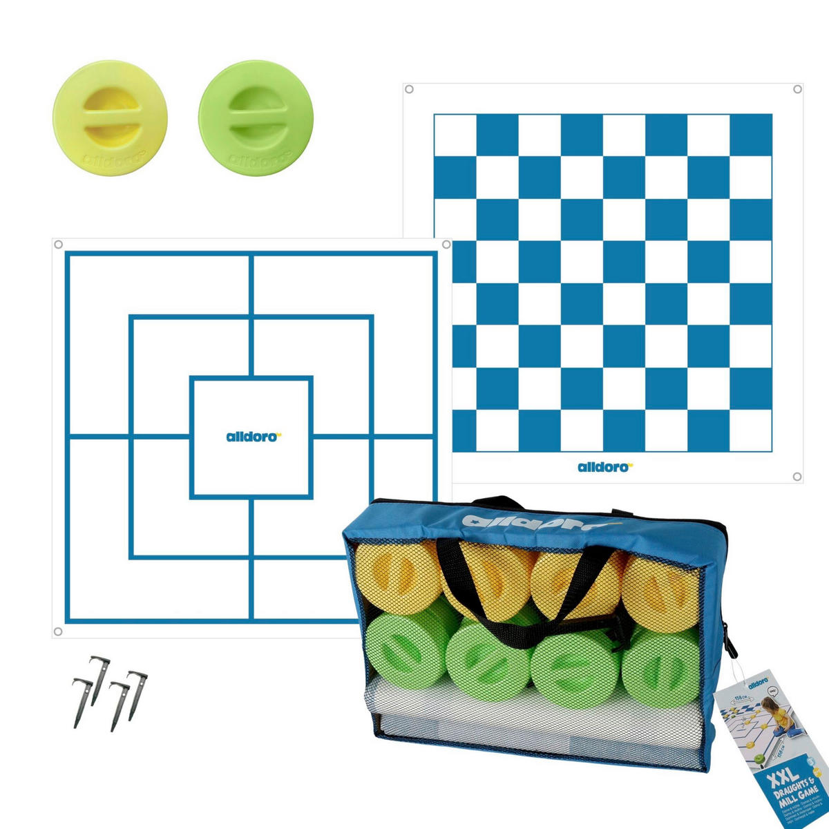 OUTDOORSPIEL XXL Mühle & Dame 158/158 cm Multicolor  - Multicolor, Basics, Kunststoff/Textil (158/158cm) - alldoro