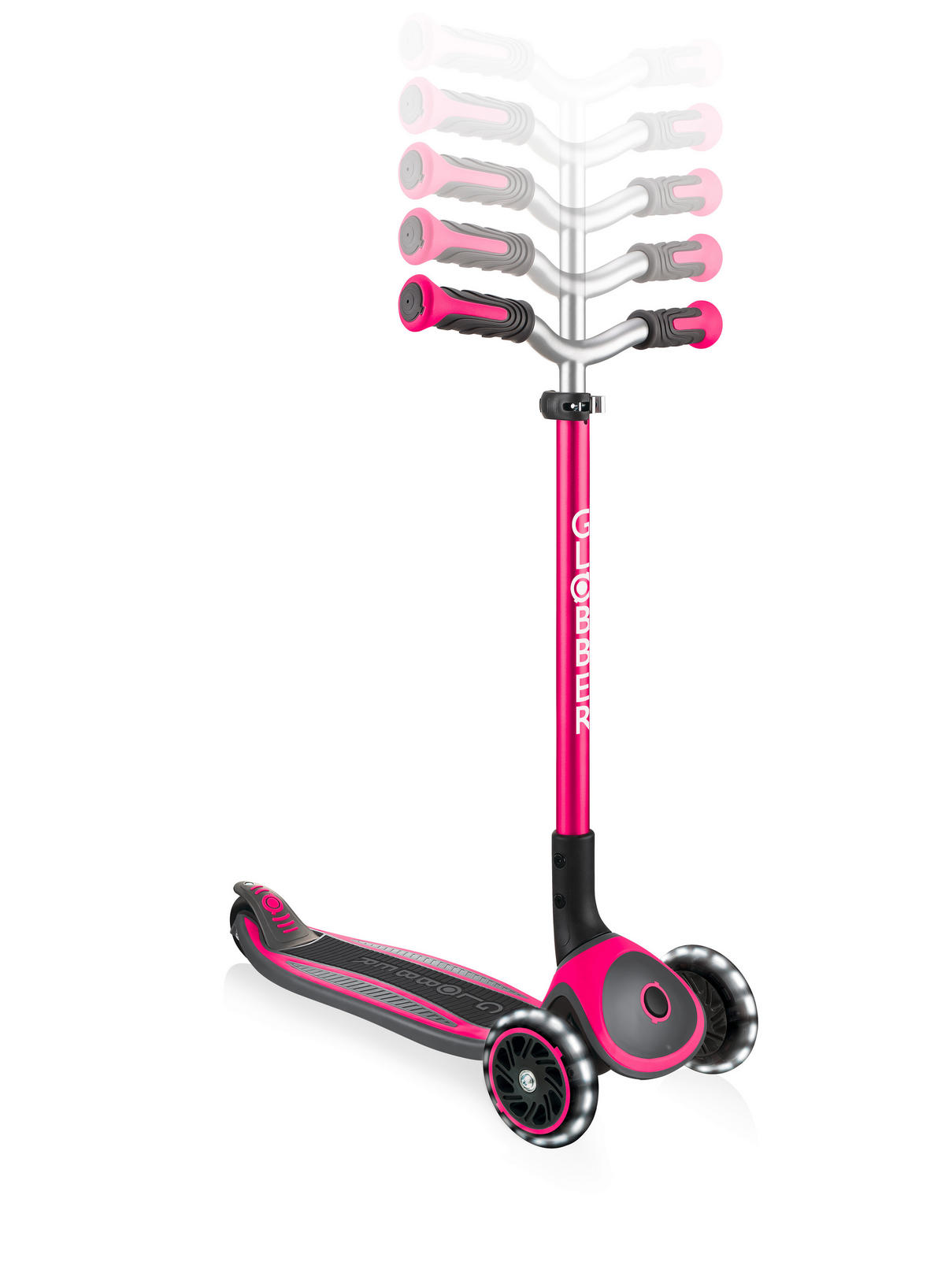 KINDERSCOOTER MASTER LIGHTS  - Pink, Basics (61/37/94cm) - GLOBBER
