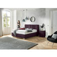 BOXSPRINGBETT 180/200 cm,  in Brombeere, Matratze, H2 + H3 = mittel + fest  - Chromfarben/Brombeere, KONVENTIONELL, Textil (180/200cm) - Dieter Knoll