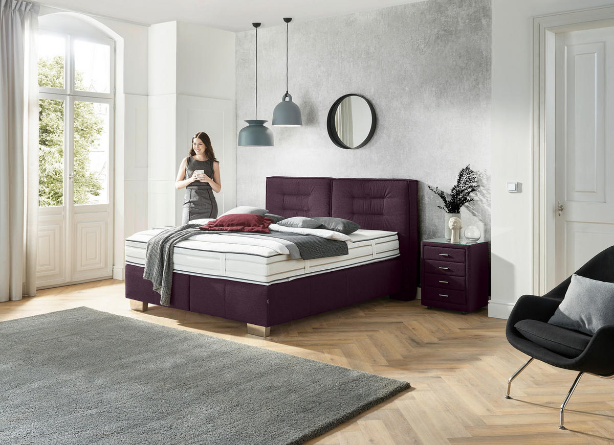 BOXSPRINGBETT 180/200 cm  in Brombeere  - Chromfarben/Brombeere, KONVENTIONELL, Textil (180/200cm) - Dieter Knoll