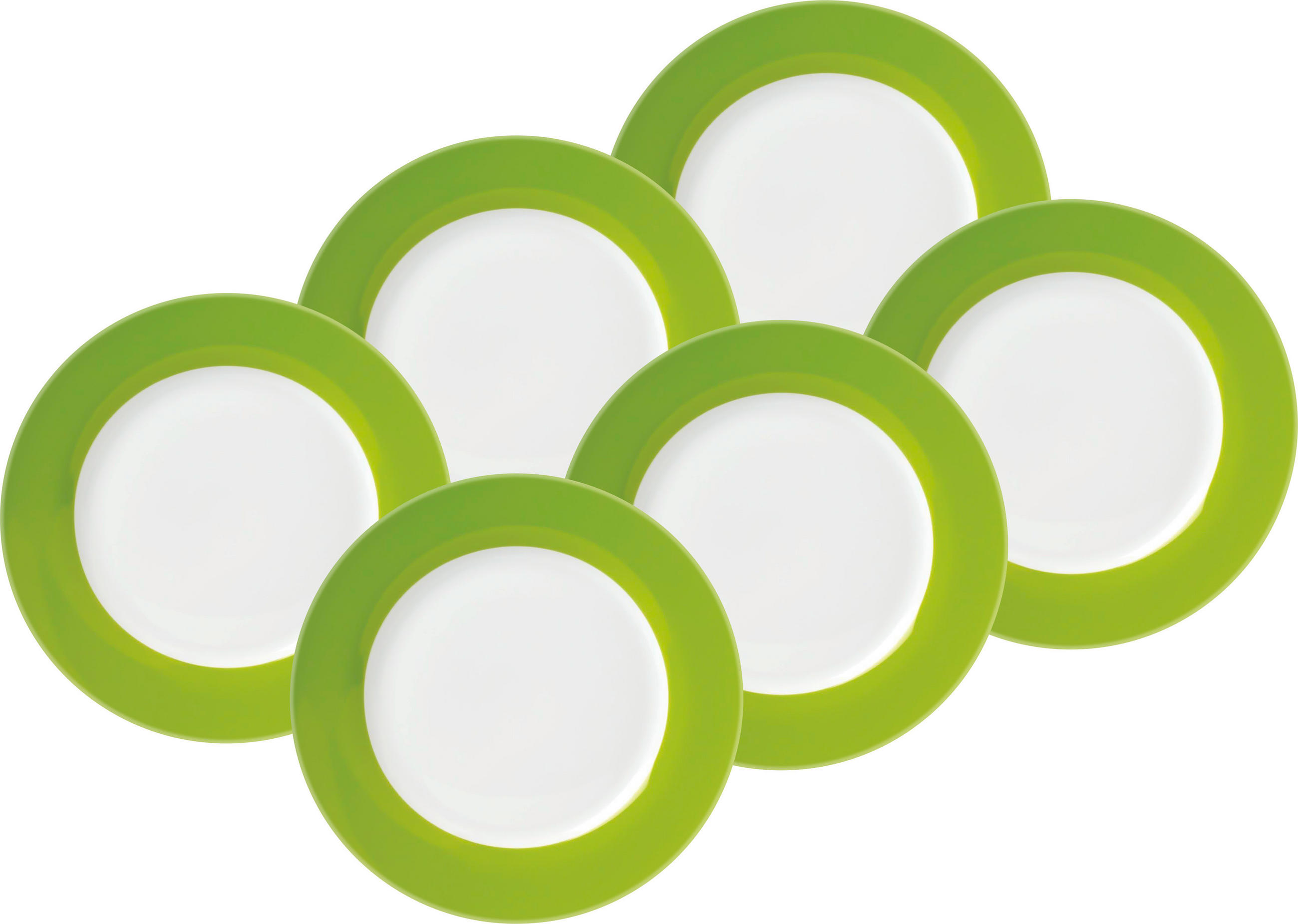 SPEISETELLERSET VARIO 6-teilig  - Weiß/Grün, Basics, Keramik (26,5cm) - Van Well