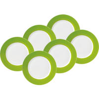 SPEISETELLERSET VARIO 6-teilig  - Weiß/Grün, Basics, Keramik (26,5cm) - Van Well