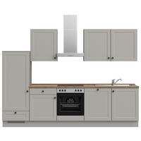 KÜCHENLEERBLOCK 300 cm   in Grau, Eiche dunkel  - Eiche dunkel/Schwarz, MODERN, Holzwerkstoff/Metall (300cm) - Nobilia