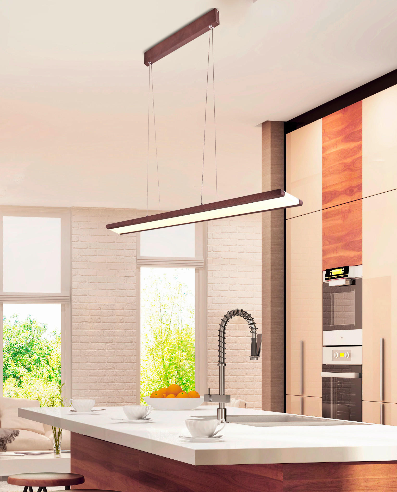LED-PENDELLAMPA Coconut 91/10/150 cm  - ljusbrun, Design, metall (91/10/150cm)