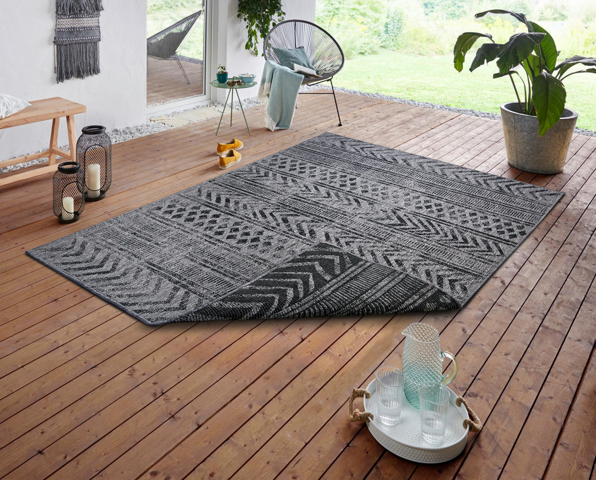 OUTDOORTEPPICH 80/150 cm Twin Supreme Grau, Schwarz  - Schwarz/Grau, Design, Kunststoff (80/150cm)
