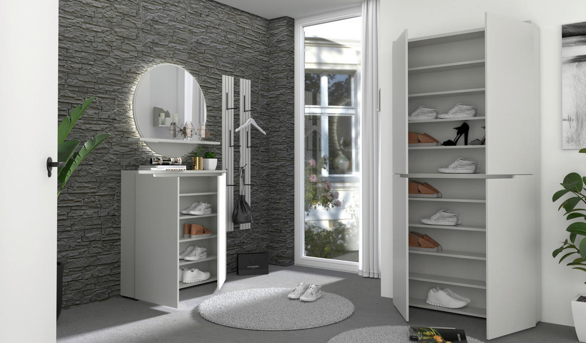 SCHUHSCHRANK Grau  - Schwarz/Grau, Design, Holzwerkstoff (97/100/22cm) - Xora