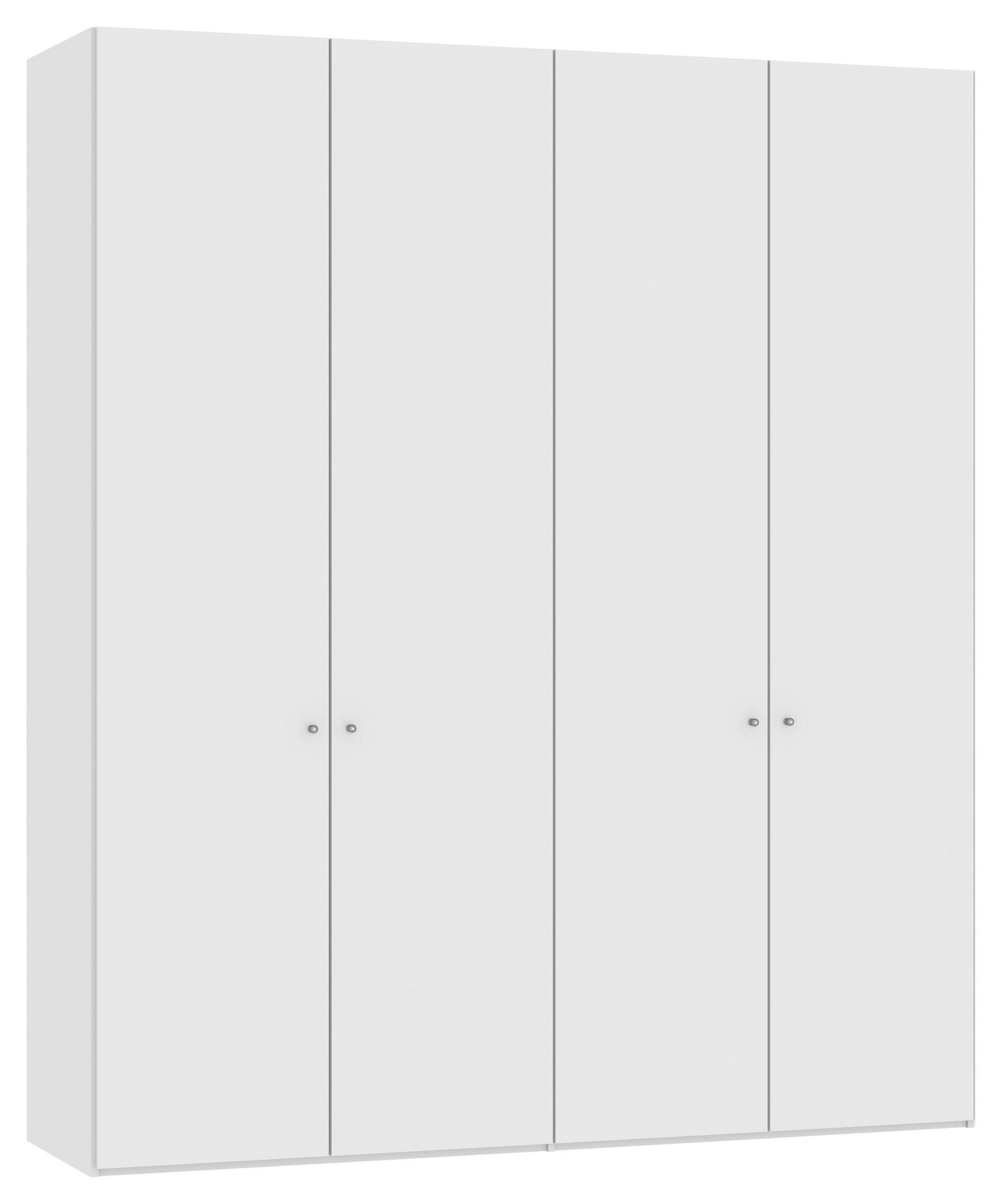 DREHTÜRENSCHRANK 203/236/59 cm 4-türig Weiß, Weiß Hochglanz  - Weiß Hochglanz/Silberfarben, Design, Holzwerkstoff/Metall (203/236/59cm) - Jutzler