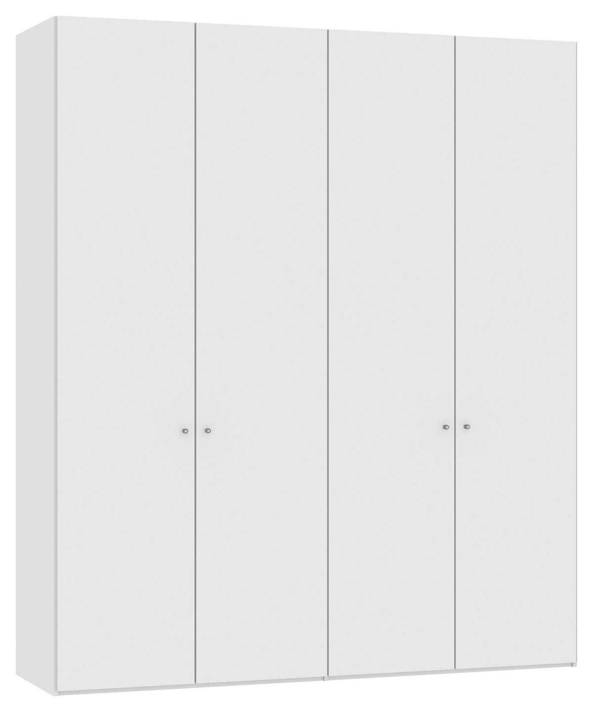DREHTÜRENSCHRANK  in Weiß, Weiß Hochglanz  - Weiß Hochglanz/Silberfarben, Design, Holzwerkstoff/Metall (203/236/59cm) - Jutzler