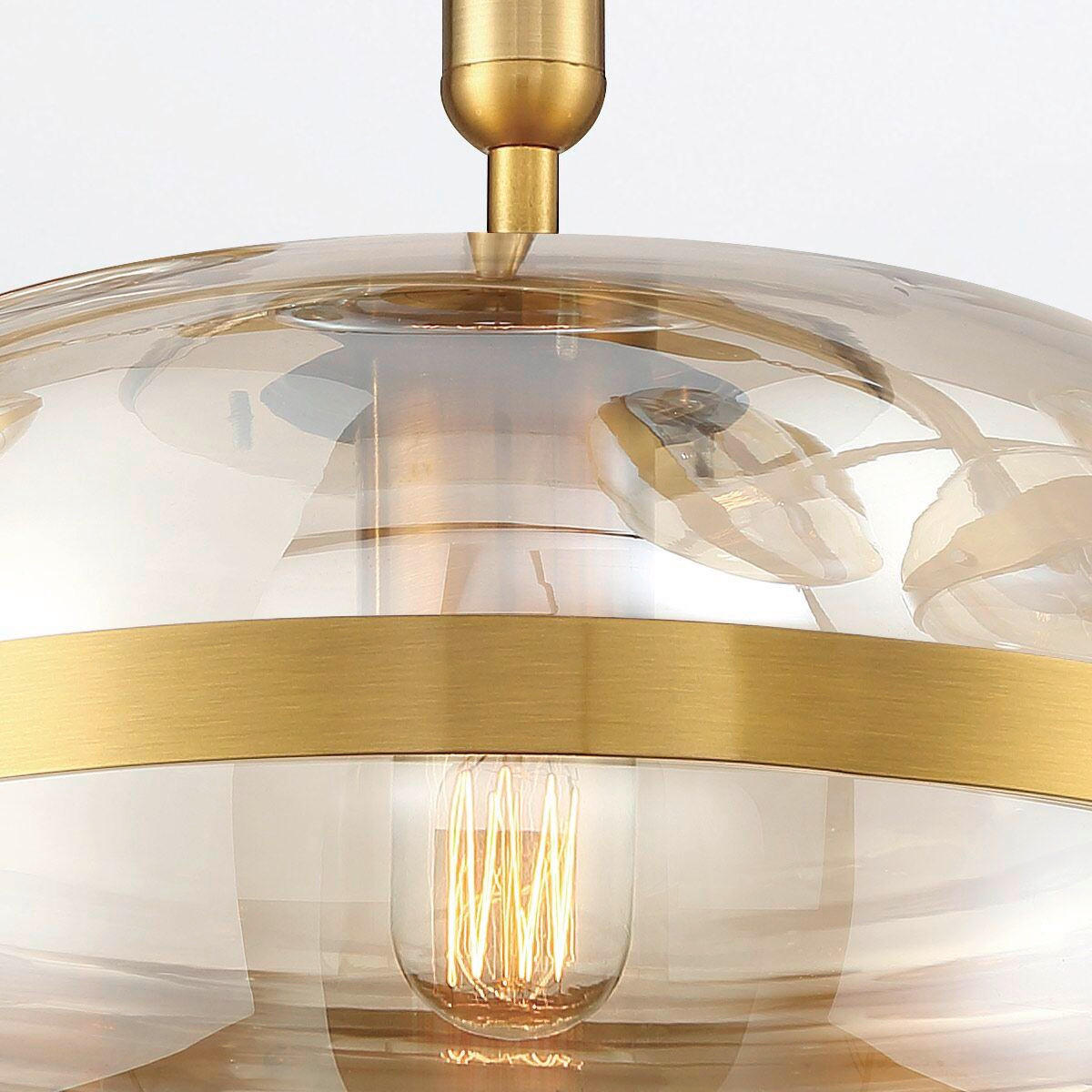 PENDELLEUCHTE 36/58,5 cm  - Messingfarben, KONVENTIONELL, Glas/Metall (36/58,5cm) - Elstead Lighting