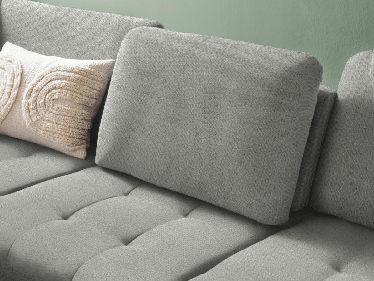 ECKSOFA in Chenille Hellgrau  - Hellgrau/Schwarz, Natur, Textil/Metall (233/288cm) - Valnatura