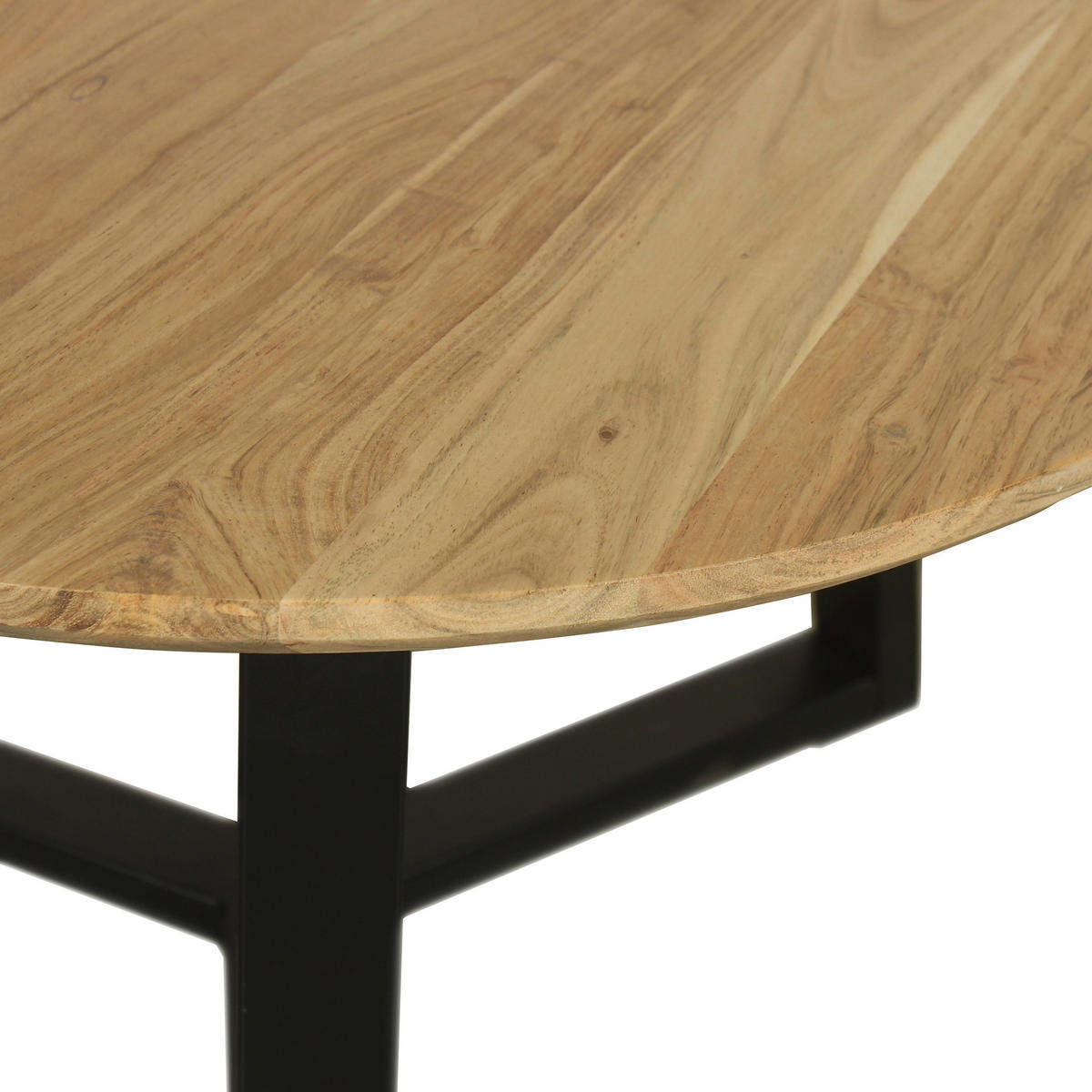 COUCHTISCH Akazie massiv rund Schwarz, Akaziefarben  - Schwarz/Akaziefarben, Design, Holz/Metall (75/46/75cm) - MID.YOU