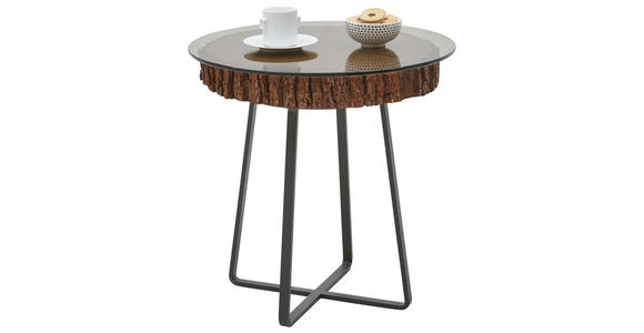 COUCHTISCH in Glas, Holz, Metall 52/52 cm - Eichefarben/Anthrazit, Design, Glas/Holz (52/52cm) - Valnatura