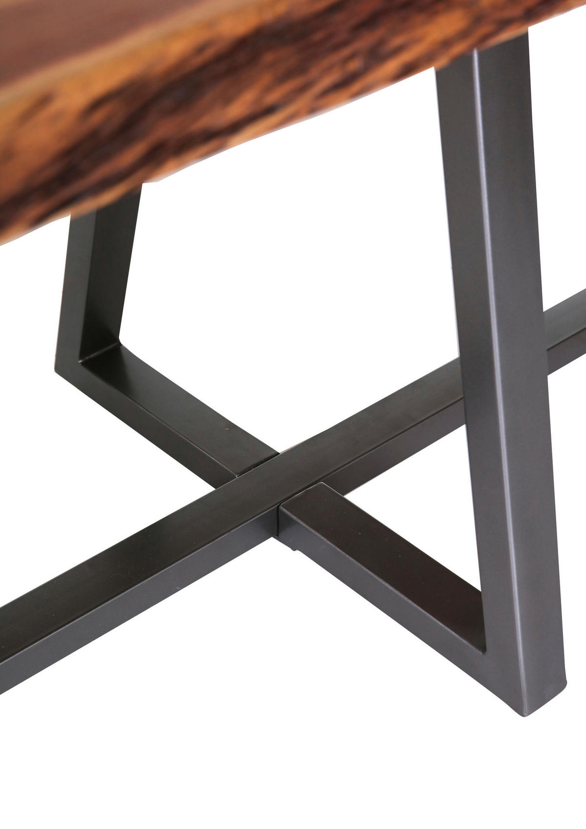 ESSTISCH Akazie massiv rechteckig Naturfarben, Schwarz  - Anthrazit/Schwarz, Natur, Holz/Metall (200/100/76cm) - Lomoco