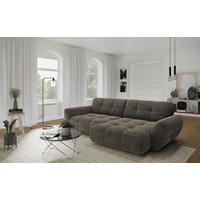 ECKSOFA NIVO Graubraun Chenille Rücken echt  - Graubraun/Schwarz, MODERN, Kunststoff/Textil (312/175cm) - Livetastic