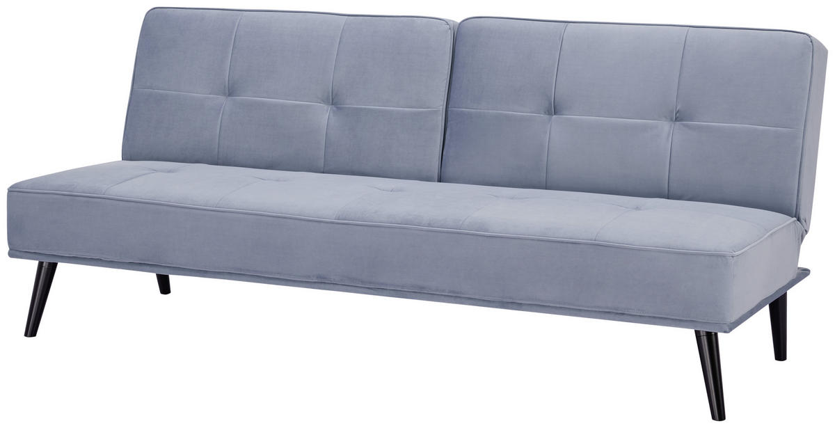SCHLAFSOFA in Samt Hellblau  - Schwarz/Hellblau, Trend, Holz/Textil (191/81/81cm) - Ti'me