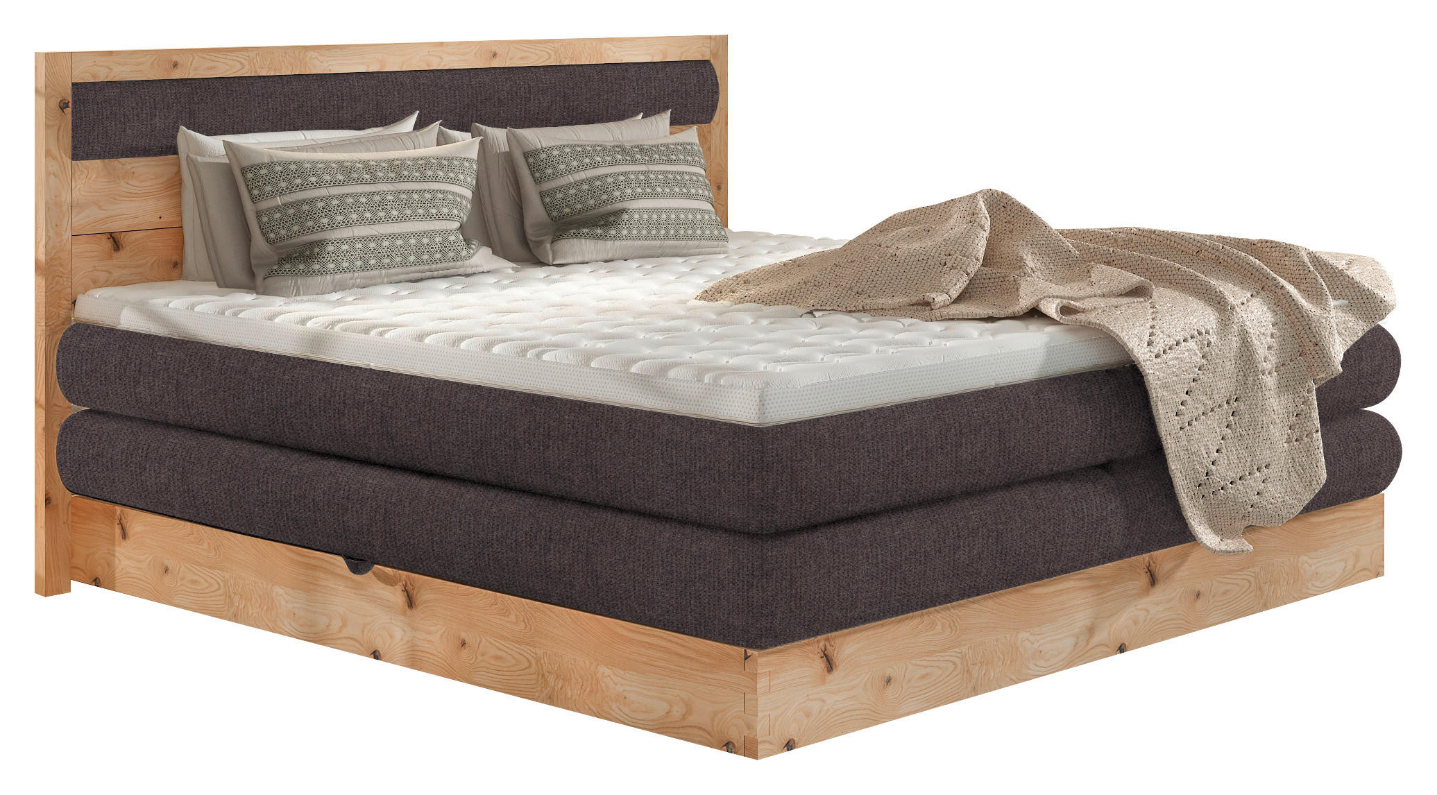 BOXSPRINGBETT 160/200 cm  in Eichefarben, Dunkelbraun  - Eichefarben/Dunkelbraun, KONVENTIONELL, Holz/Holzwerkstoff (160/200cm) - Valnatura