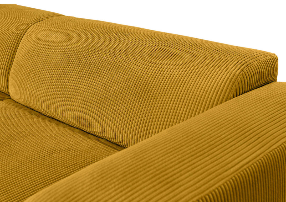 ECKSOFA BASMA in Cord Senfgelb  298/175 cm  - Senfgelb/Schwarz, Design, Kunststoff/Textil (298/175cm) - P & B