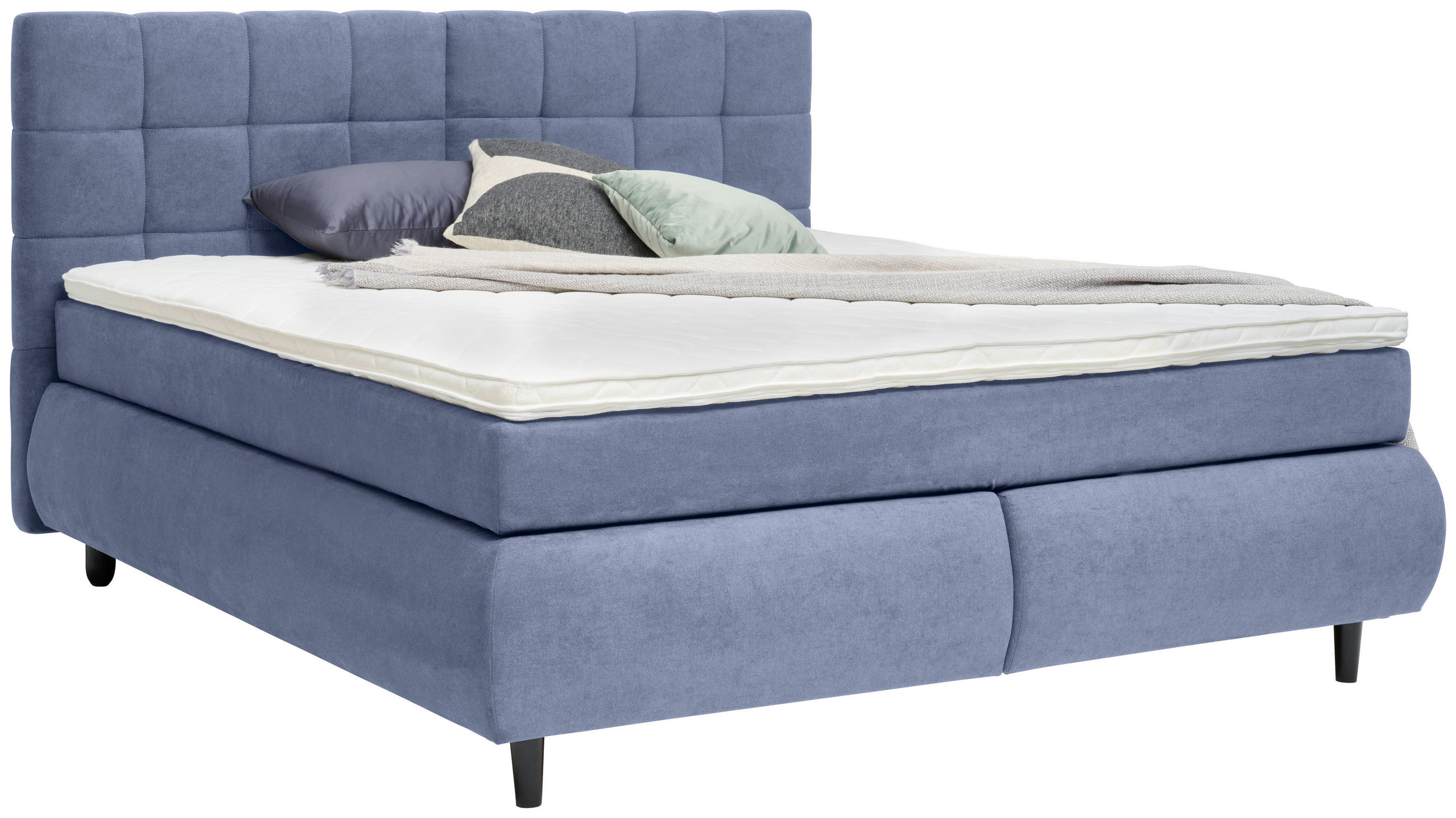 BOXSPRINGBETT 180/200 cm  in Blau  - Blau/Schwarz, Konventionell, Holz/Textil (180/200cm) - Ti'me