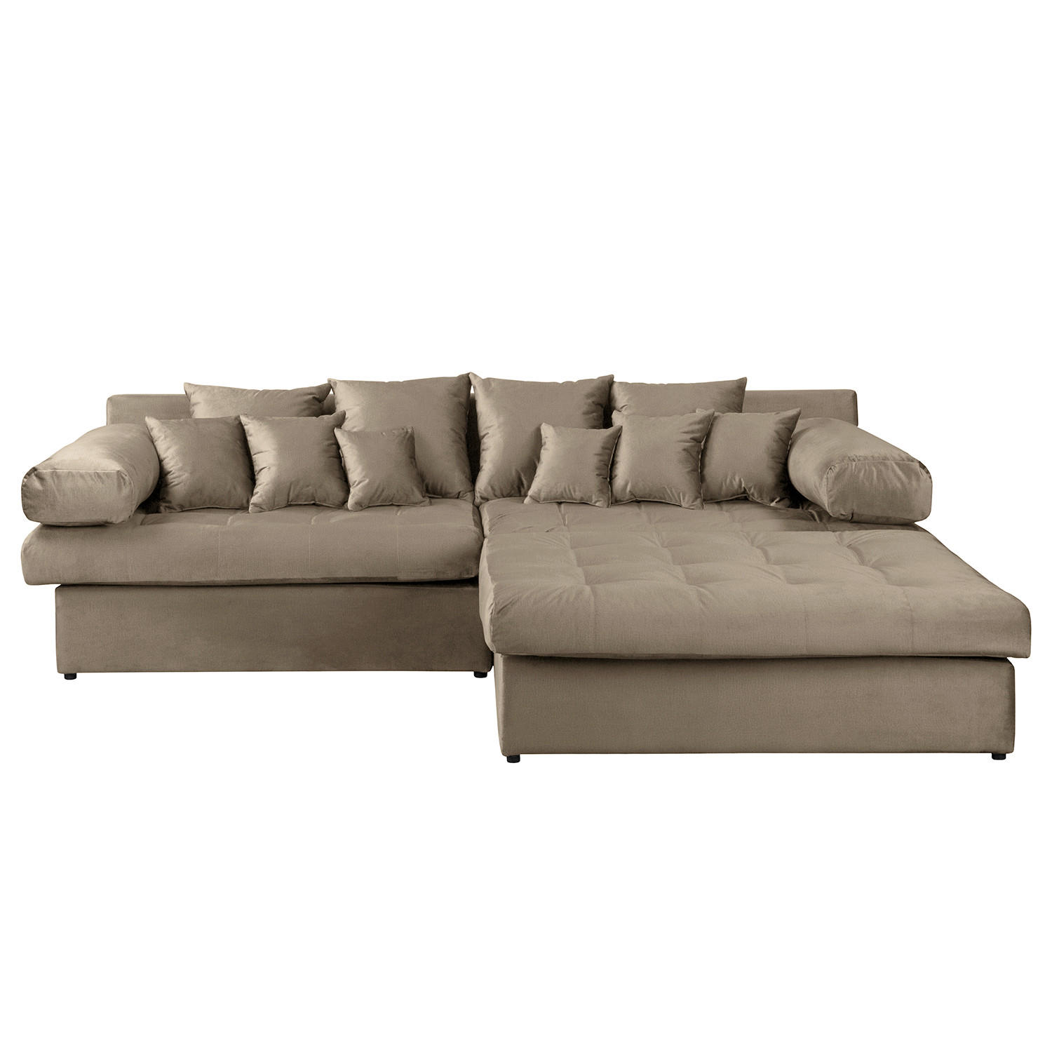 ECKSOFA Naomi in Velours Braun Rückenkissen  284/243 cm  - Schwarz/Braun, Design, Kunststoff/Textil (284/243cm) - P & B