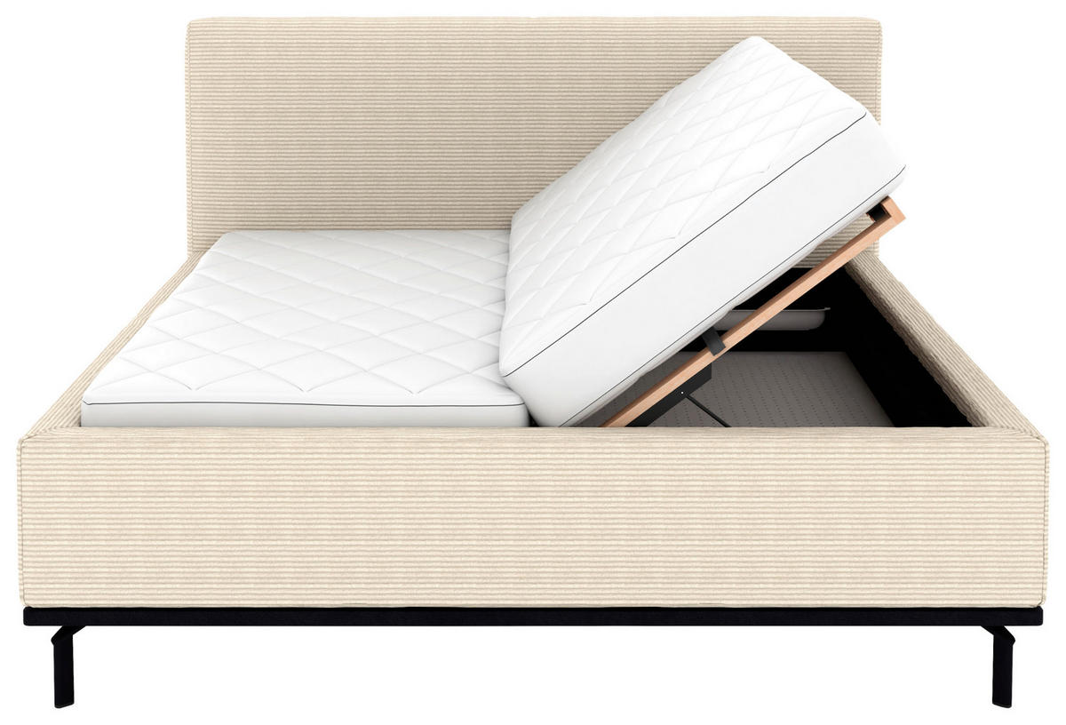 POLSTERBETT Matratze, Lattenrost, Bettkasten 180/200 cm  in Creme  - Creme/Graphitfarben, Design, Holz/Textil (180/200cm) - Musterring