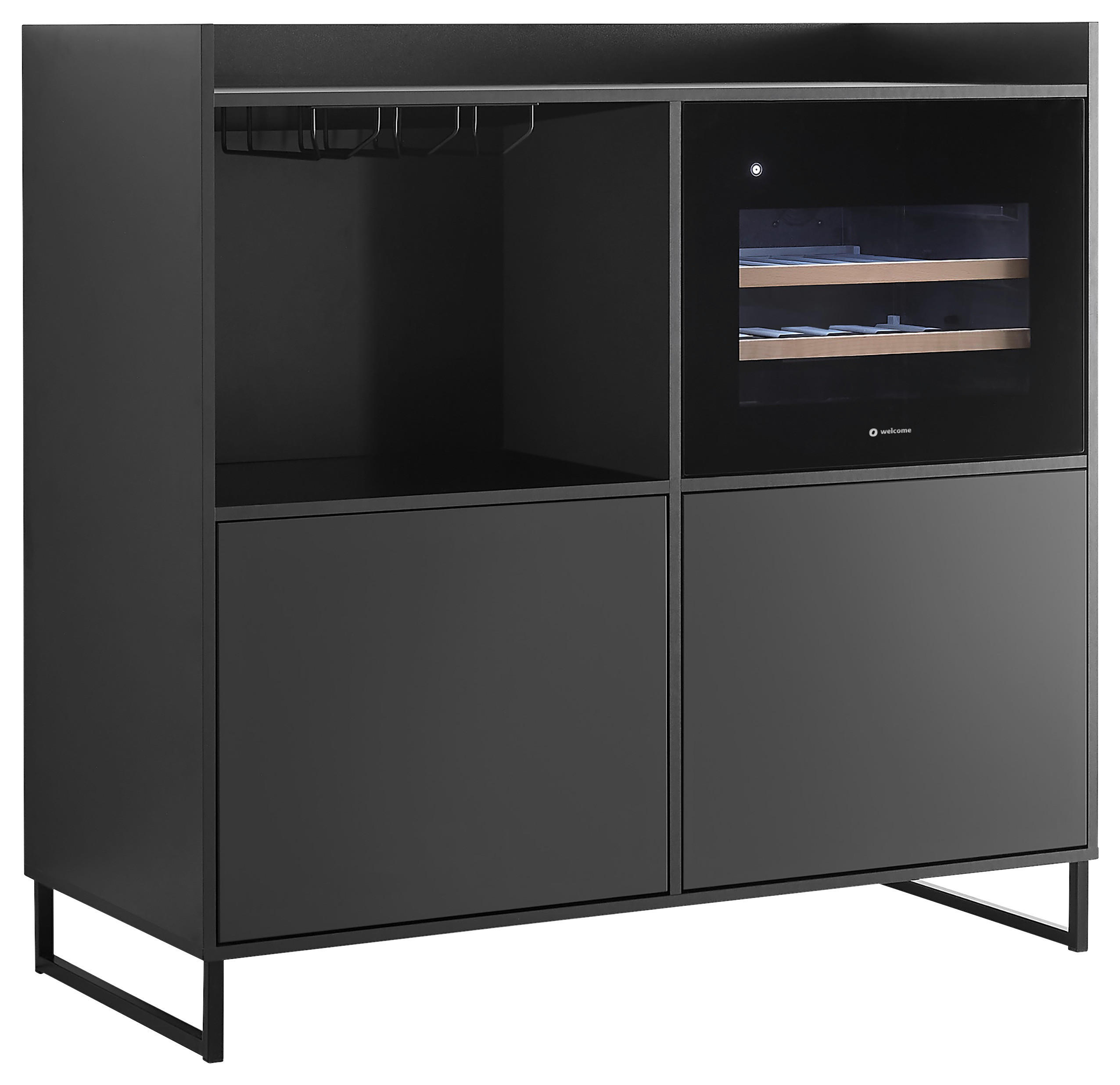 SIDEBOARD Mosel Weinschrank 125/120/58 cm  - Schwarz, KONVENTIONELL, Holzwerkstoff/Metall (125/120/58cm) - Carryhome