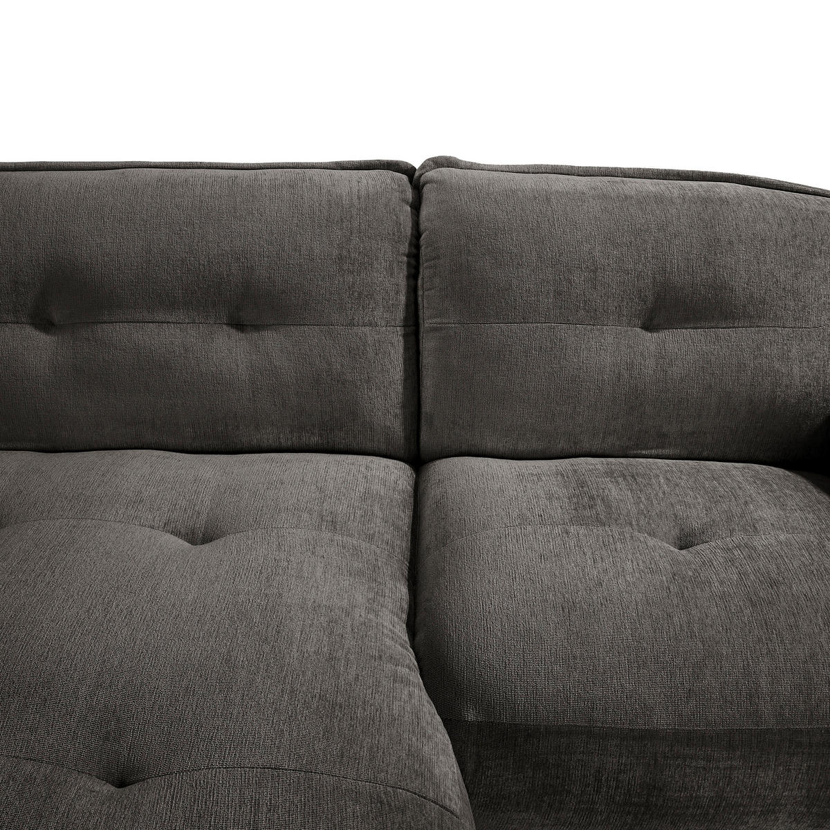ECKSOFA in Chenille Anthrazit  - Anthrazit/Schwarz, Modern, Kunststoff/Textil (184/269cm) - Trendmanufaktur