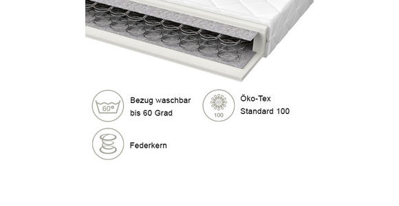 FEDERKERNMATRATZE 100/200 cm  - Weiß, Basics, Textil (100/200cm) - Sleeptex