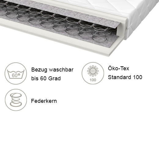 FEDERKERNMATRATZE - Weiß, Basics, Textil (90/200cm) - Boxxx