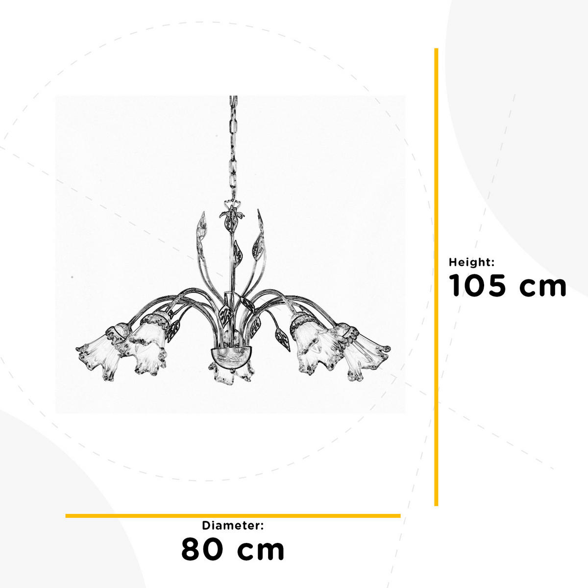 LUSTER, 80/105 cm  - biela, Konventionell, kov/sklo (80/105cm)