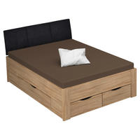 STAURAUMBETT 120/200 cm  in Sonoma Eiche  - Schwarz/Sonoma Eiche, Design, Holzwerkstoff (120/200cm) - Xora