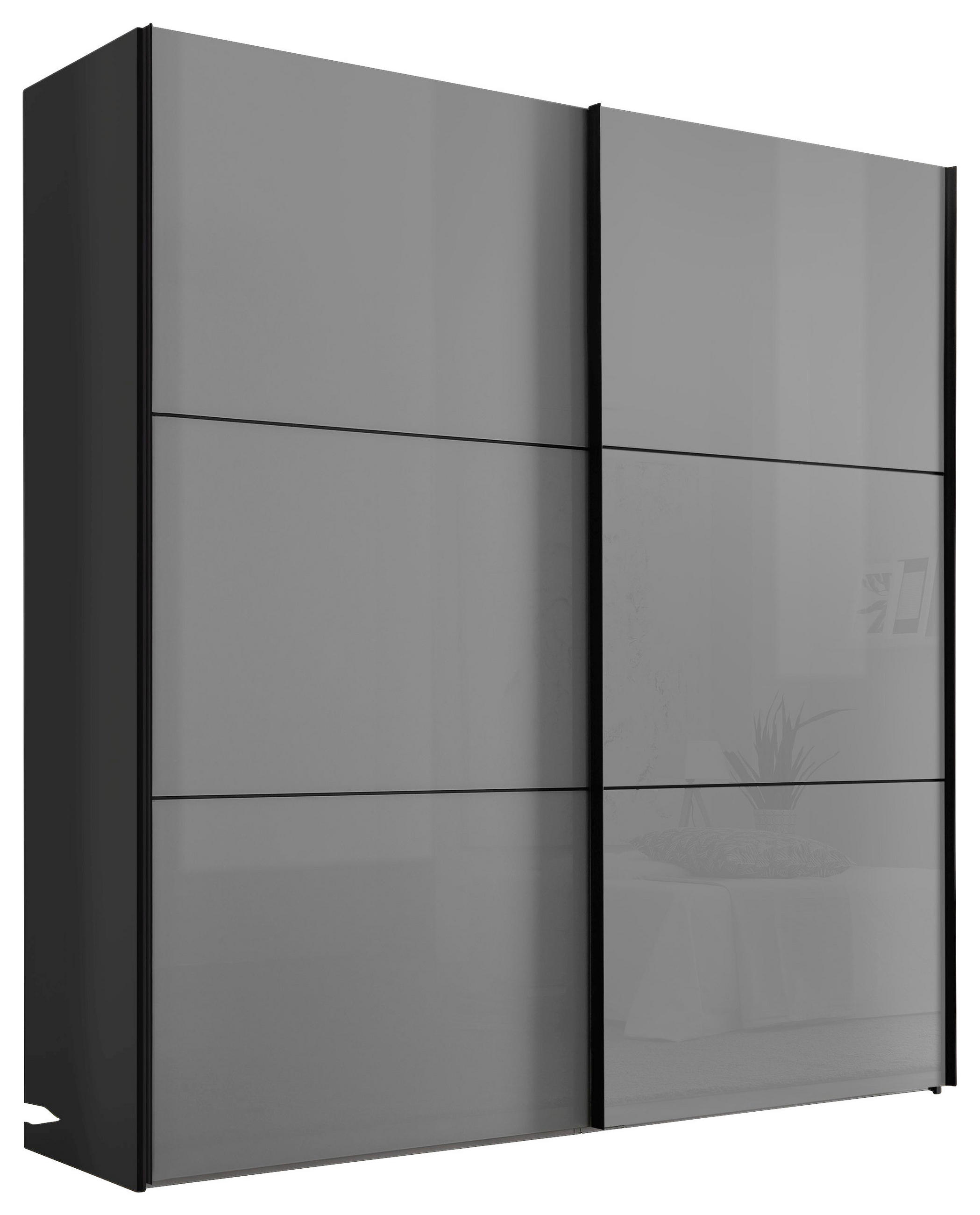 SCHWEBETÜRENSCHRANK 2-türig Hellgrau, Dunkelgrau  - Dunkelgrau/Hellgrau, KONVENTIONELL, Glas/Holzwerkstoff (188/222/68cm) - Moderano