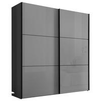 SCHWEBETÜRENSCHRANK 2-türig Hellgrau, Dunkelgrau  - Dunkelgrau/Hellgrau, KONVENTIONELL, Glas/Holzwerkstoff (188/222/68cm) - Moderano