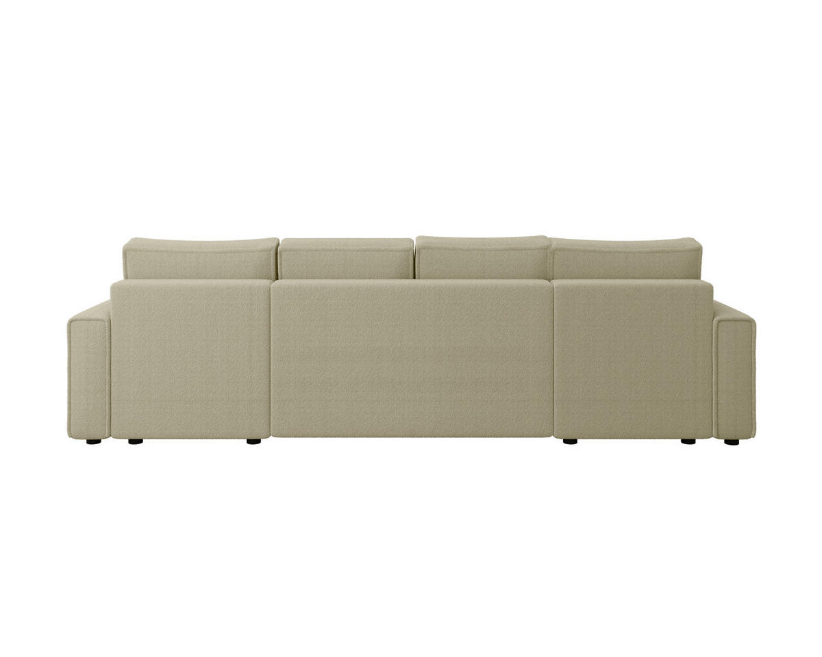 WOHNLANDSCHAFT Beige Bouclé  - Beige/Schwarz, MODERN, Kunststoff/Textil (140/305/140cm) - Carryhome