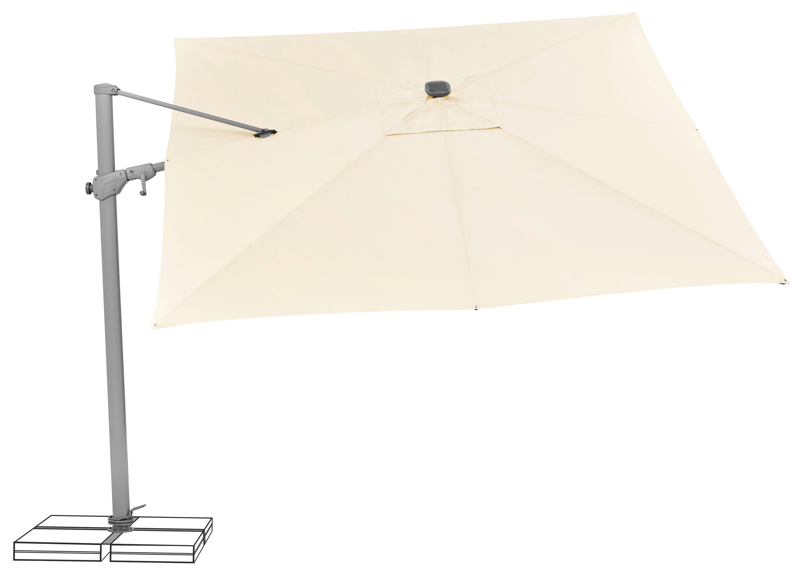 AMPELSCHIRM 300 cm  - Ecru/Silberfarben, Basics, Textil/Metall (300/300cm) - Suncomfort by Glatz