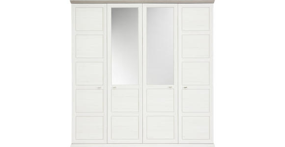 DREHTÜRENSCHRANK 205/209/60 cm 4-türig  - Weiß/Grau, LIFESTYLE, Glas/Holzwerkstoff (205/209/60cm) - Hom`in