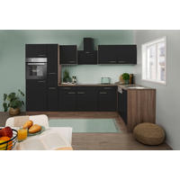 HÖRNKÖK 310/172 cm  i svart  - svart/ekfärgad, Basics, metall/trämaterial (310/172cm) - Respekta