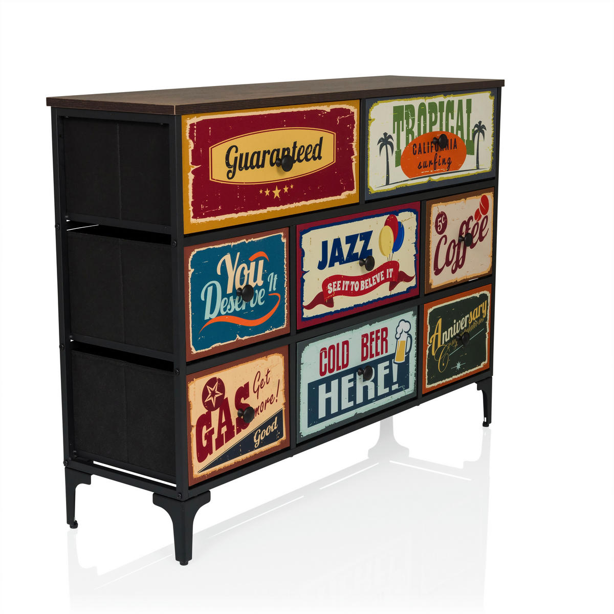 KOMMODE  in  - Multicolor/Schwarz, MODERN, Holzwerkstoff/Textil (102,5/77,5/30cm) - MID.YOU