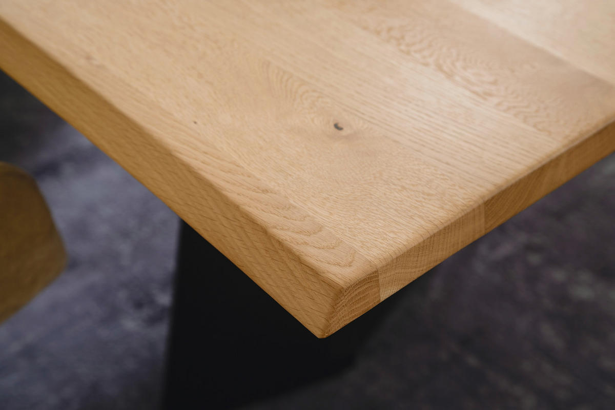 ESSTISCH in Holz, Metall 220/100/75 cm  - Wildeiche/Anthrazit, Design, Holz/Metall (220/100/75cm) - Venjakob