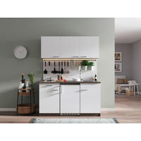 MINIKÜCHE 150 cm   in Weiß  - Eichefarben/Alufarben, Basics, Holzwerkstoff/Kunststoff (150cm) - Respekta