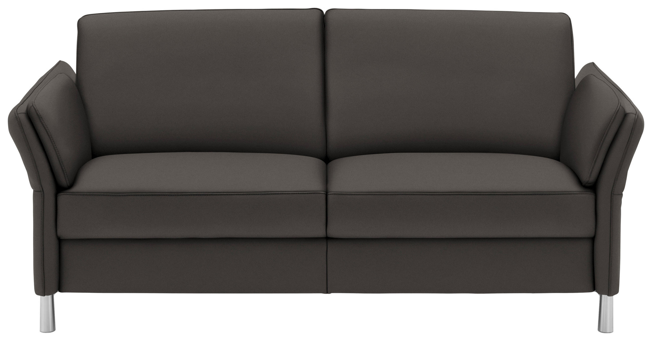 2,5-SITZER in Echtleder Mokka  - Alufarben/Mokka, Design, Leder/Metall (164cm) - Dieter Knoll