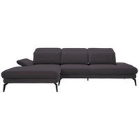 ECKSOFA in Flachgewebe Dunkelgrau  180/289 cm  - Dunkelgrau/Schwarz, Design, Textil/Metall (180/289cm) - Stylife